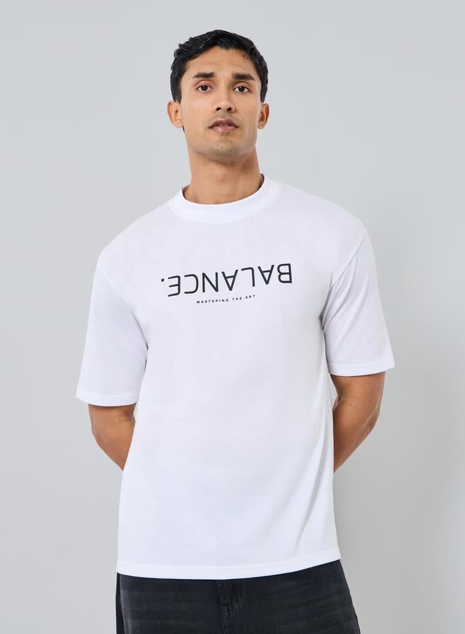 Styli Men White Graphic Slogan Crew Neck T-Shirt - Image 2